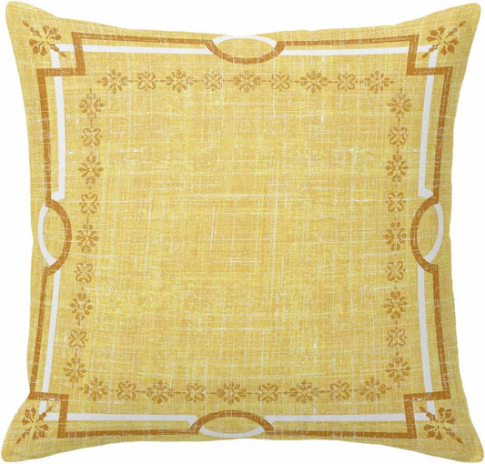 Lemon Yellow Botanical Pillow Covers 16x16 Inch Decorative Throw Pillow Cover, Vintage Florals Geometric Minimalist Sofa Pillowcases Accent Cushion Case Home Decor Bedroom Living Room