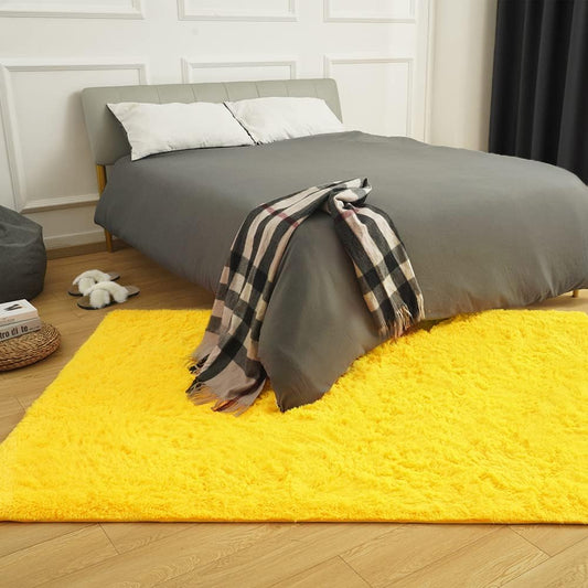 Amearea Premium Soft Fluffy Rug 4x5.3, Fuzzy Area Rugs for Bedroom, Yellow
