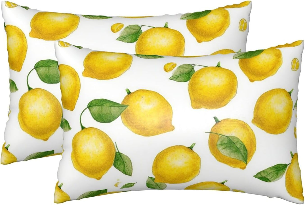 Yellow Lemon Satin Pillowcase with Zipper for Hair & Skin,Cooling Silk Pillow Cases, Soft Breathable Smooth Silk Pillow Covers for Sleeping,Gifts for Women Men 20"x30"
