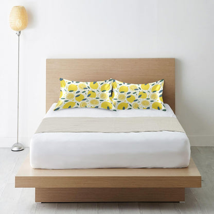 Lemon Slices Satin Pillowcase with Envelope Closure Yellow Standard Size Pillow Case, Silky Pillow Cover for Home Bedroom Sofa 20x26 in