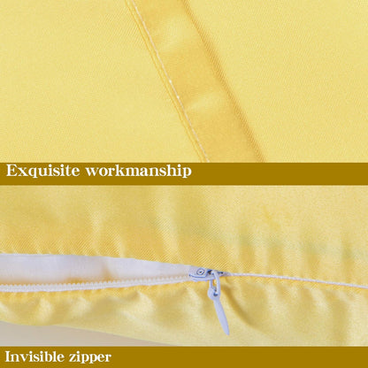 Satin Pillowcases with Zipper for Hair and Skin, Set of 2 Smilar to Silk Pillow Cases, Machine Washable, Wrinkle-Free, Cooling Satin Pillow Cases Standard, 20x26 Inches, Yellow