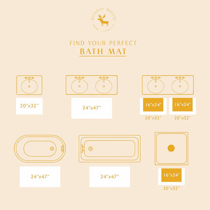 Bath Mat with Striped Design, Microfiber Absorbent Non Slip Tufted Rug for Floor, Shower or Kitchen (20x32 inch, Yellow)