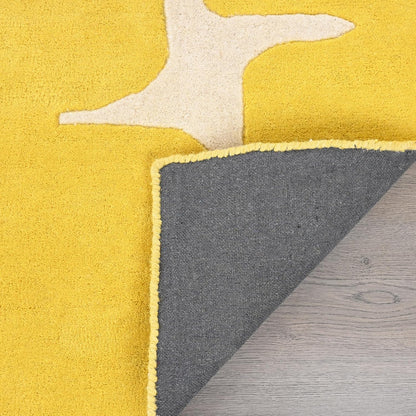 Hand Tufted Modern Yellow Color Abstract Geometric Area Rug for Living Room, Bedroom and Hall.