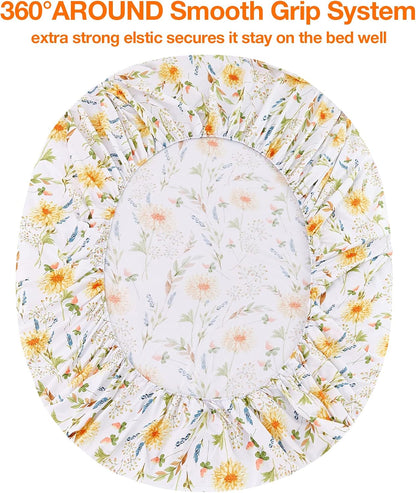 Boho Floral Printed Queen Sheet Set Extra Deep Pocket