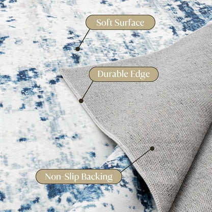 Contemporary Aesthetic Art Modern Abstract Rug 5x7 Beige Grey Yellow Washable Area Rug for Living Room Bedroom Office Nursery Non Shedding Thin Shag Carpet Non Slip Diningroom Hallway Runner Mat